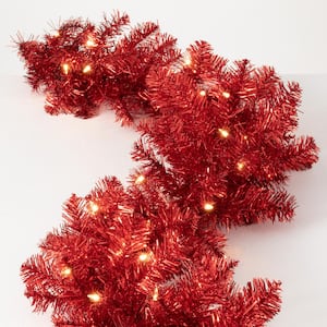 108 in. Red LED Tinsel Garland