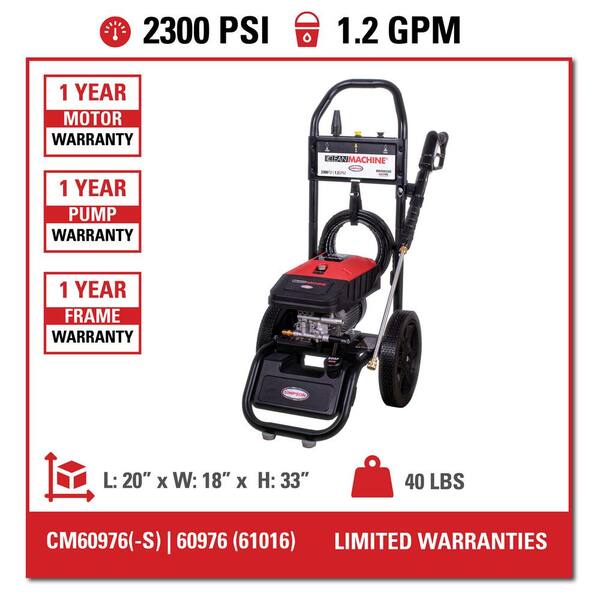 SIMPSON CM60976-S Clean Machine 2300 PSI 1.2 GPM Electric Cold Water Pressure Washer with Hassle-Free Brushless Electric Motor - 3