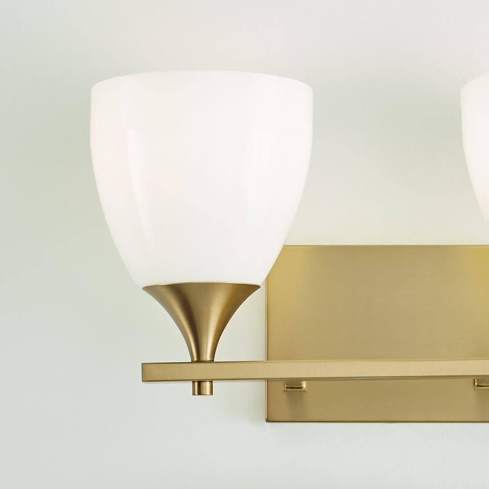 Satin Brass and Milk Glass 2-Light Wall Sconce