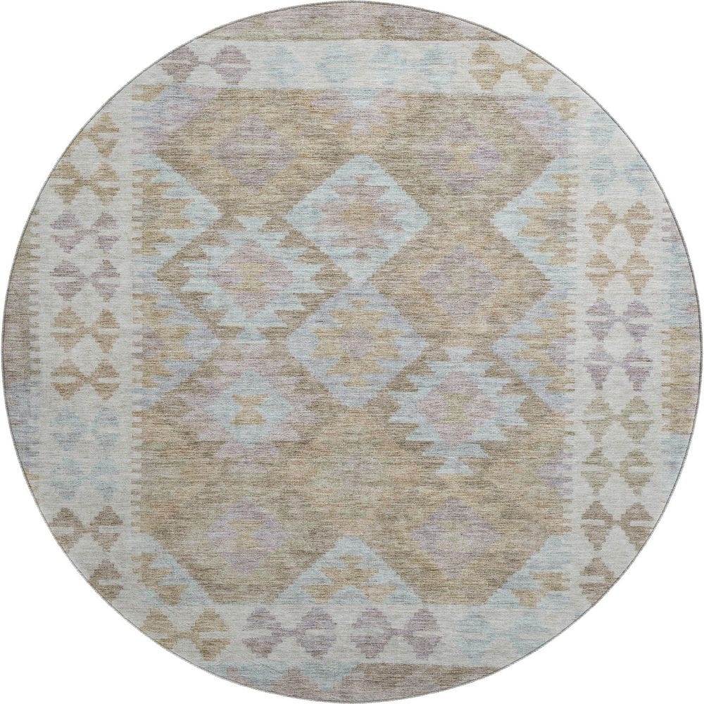 Mayfield Premium Machine Washable Abstract AMF1915 Khaki 8 ft. x 8 ft. Round Rug price history on PriceWatchPro