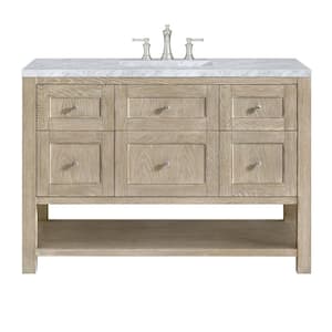 Breckenridge 48.0 in. W x 23.5 in. D x 34.18 in. H Bathroom Vanity in Whitewashed Oak with Carrara White Marble Top