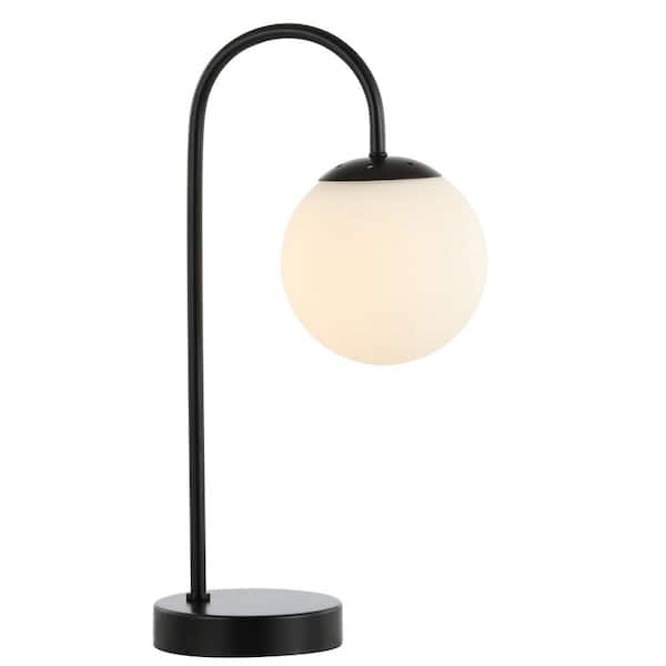Arco 18.25 in. Black Iron/Glass Minimalist Mid-Century Globe LED Table Lamp