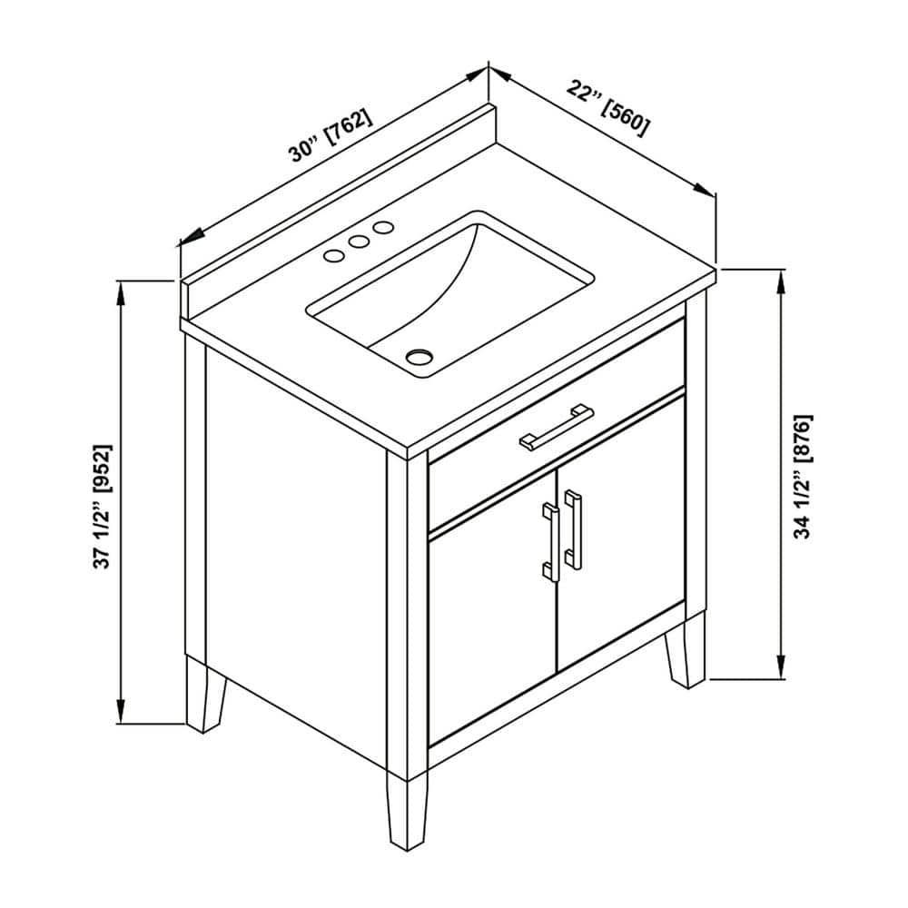Macchiato 30-Inch Single Sink Vanity with Gold Accents