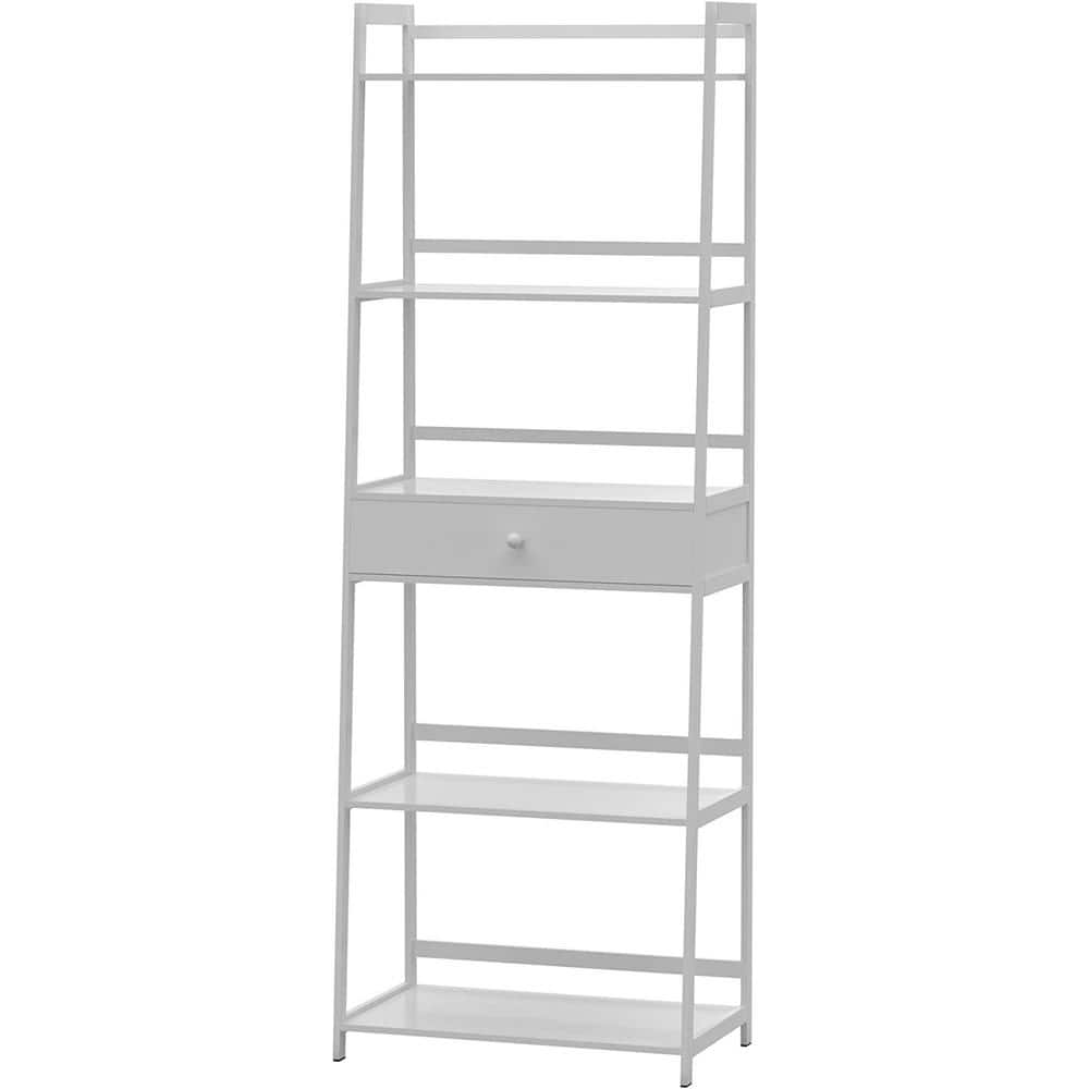 11.8 in. Wide White 5 Tier Bookshelf Modern Open Bookcase For Bedroom Livin