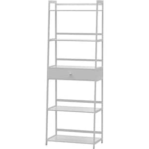 11.8 in. Wide White 5 Tier Bookshelf Modern Open Bookcase For Bedroom Living Room, Office