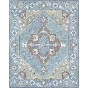 D1698 Steal Blue 7 ft. 6 in. x 9 ft. 6 in. Hand Tufted Persian Transitional Wool Area Rug