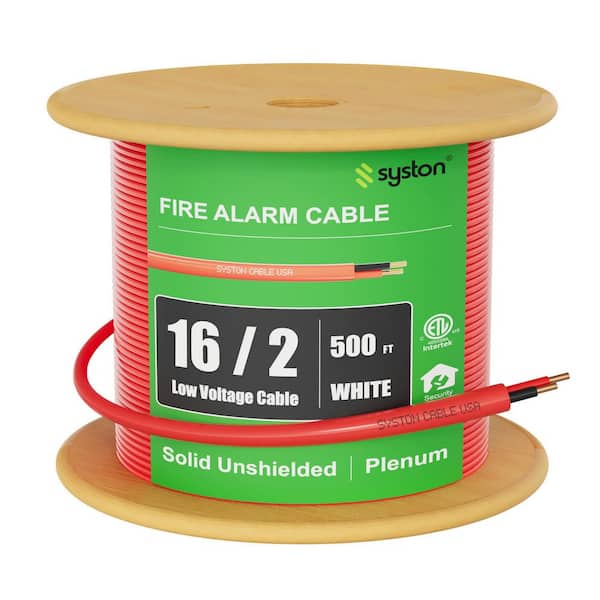 500 ft. 16/2 Red FPLP Plenum Rated Unshielded Solid CU Fire Alarm Wire -UL and/or ETL Listed, UV Resistant RoHS
