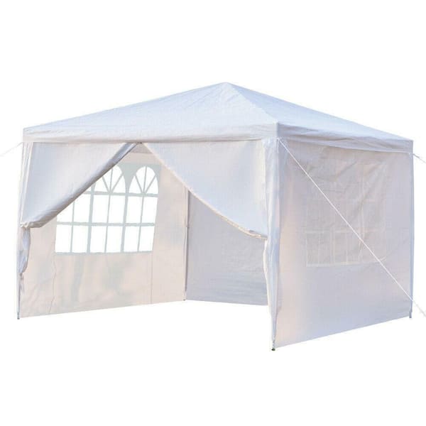 Unbranded 10 ft. x 10 ft. White Outdoor Gazebo with 4 Sidewalls