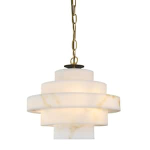 Decomier 180-Watt 3-Light Gold Pendant Light with Resin Shade, No Bulbs Included