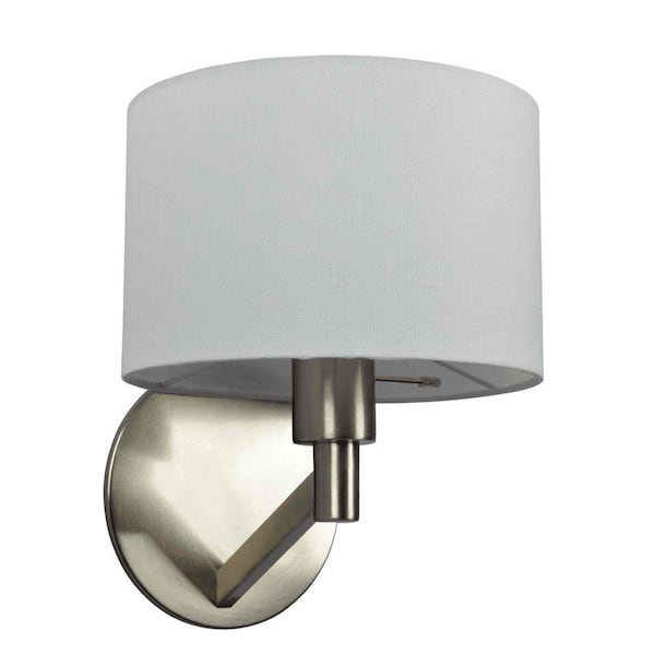 10 in. 1 Light Silver Wall Sconce with Standard Shade No Bulbs Included