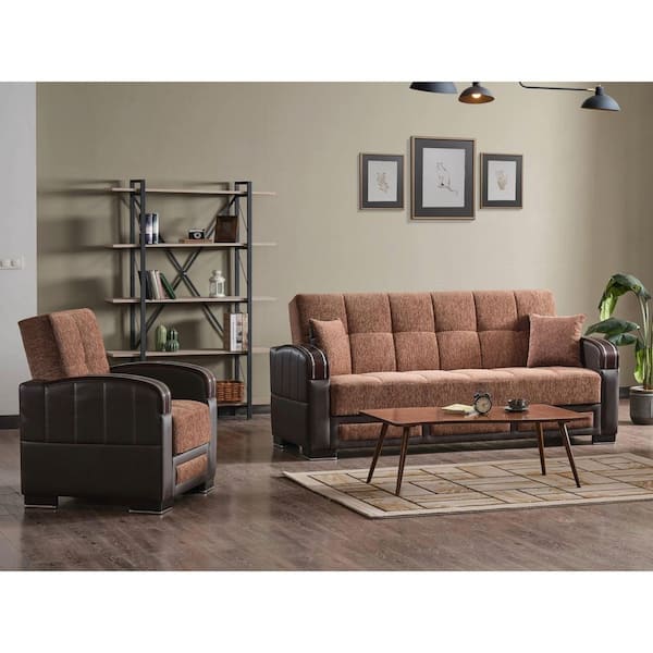 Terra Collection Convertible Brown Armchair with Storage