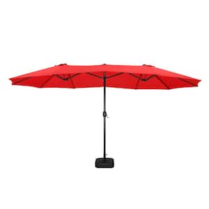 15 ft. x 9 ft. Steel Market Double-sided Patio Umbrella in Red