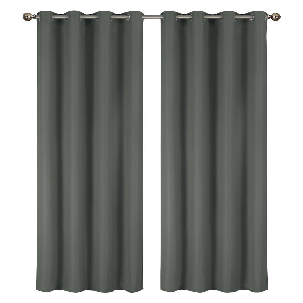 Lillian Collection Charcoal Polyester Solid 55 in. W x 84 in. L Thermal Grommet Indoor Blackout Curtains (Set of 2) price history on PriceWatchPro