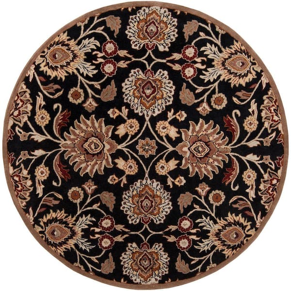 Livabliss Artes Maroon 6 ft. x 6 ft. Round Area Rug