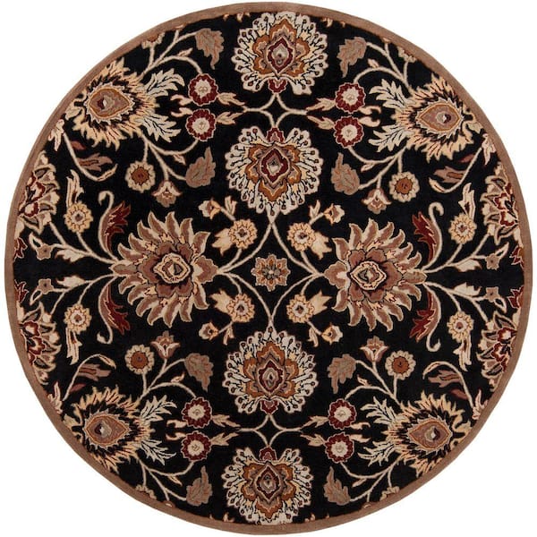 Livabliss Artes Maroon 8 ft. x 8 ft. Round Area Rug