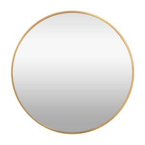 32 in. W x 32 in. H Round Metal Framed Wall-mounted Bathroom Vanity Mirror in Gold