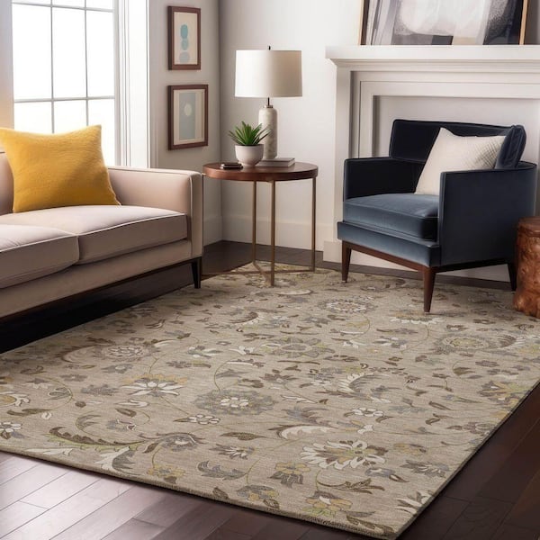 Mayfield Premium Machine Washable Abstract AMF1006 Beige 10 ft. x 14 ft. Area Rug