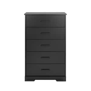 Rustic Ridge Black 5 Drawer 18.5 in. D x 27.5 in. W x 43.5 in. H Dresser Chest of Drawers