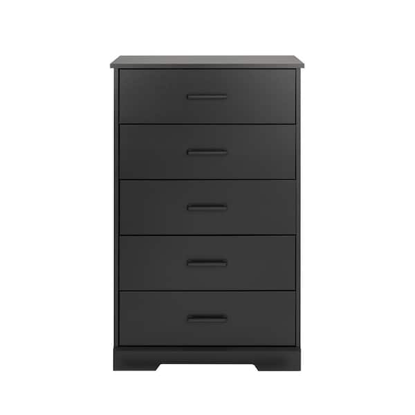 Prepac Rustic Ridge Black 5 Drawer 18.5 in. D x 27.5 in. W x 43.5 in. H Dresser Chest of Drawers