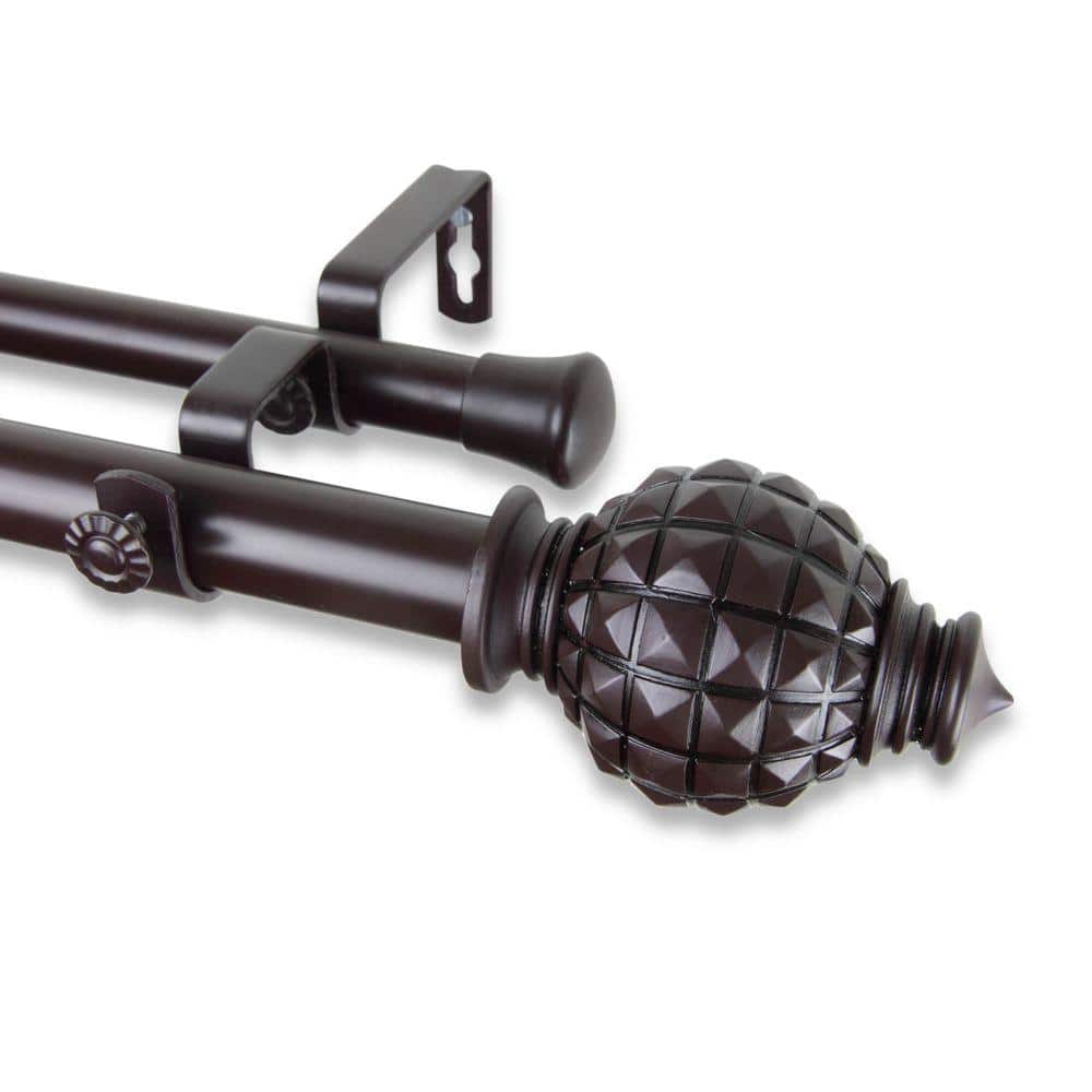 28 in. - 48 in. Telescoping 1 in. Double Curtain Rod Kit in Mahogany with Opal Finial price history on PriceWatchPro