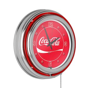 Coca-Cola Red Logo Lighted Analog Neon Clock