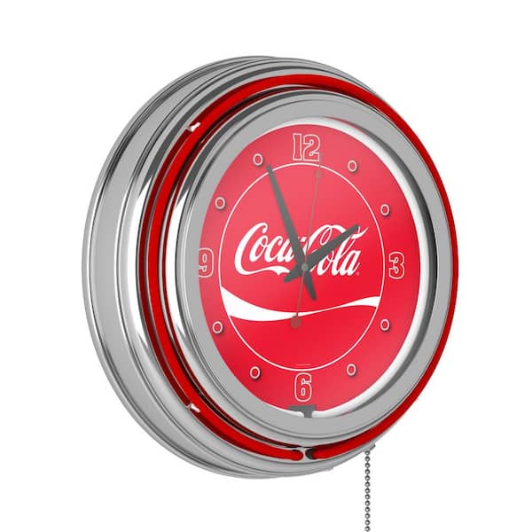 Unbranded Coca-Cola Red Logo Lighted Analog Neon Clock