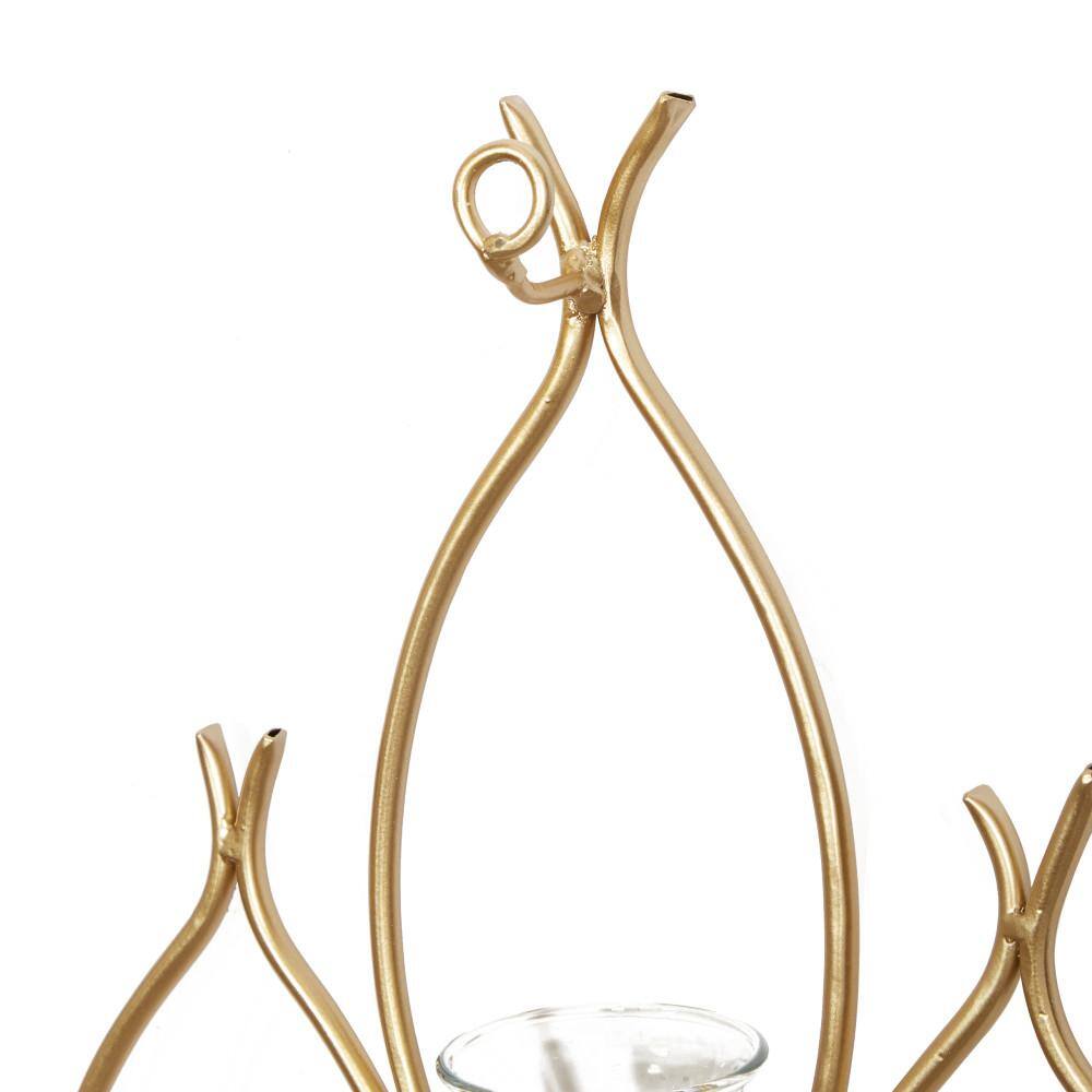 Bronze Metal Contemporary Wall Sconce Candelabra with Glass Candle Cups