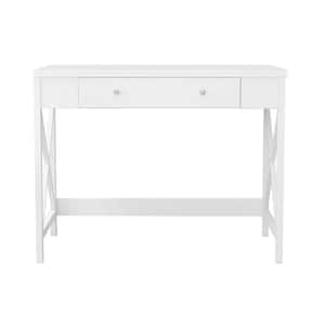 Furniture of America Fiora Modern Metal Swivel Writing Desk in White