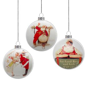Glass Norman Rockwell Christmas Disc Ornament (Set of 3)