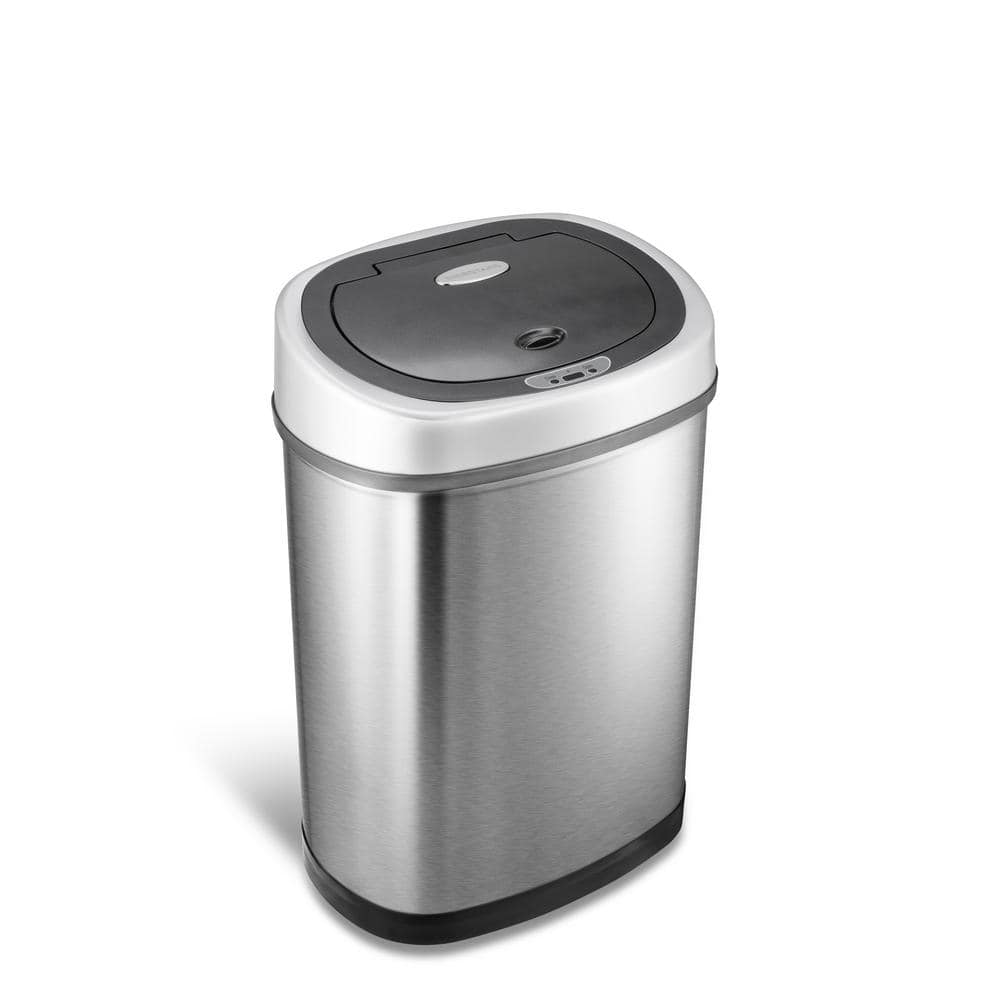 11.1 Gallon Silver Stainless Steel Touchless Motion Sensor Trash Can