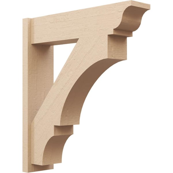 Ekena Millwork 8 in. x 36 in. x 32 in. Balboa Traditional Rough Cedar Woodgrain Timberthane Polyurethane Outlooker, Primed Tan