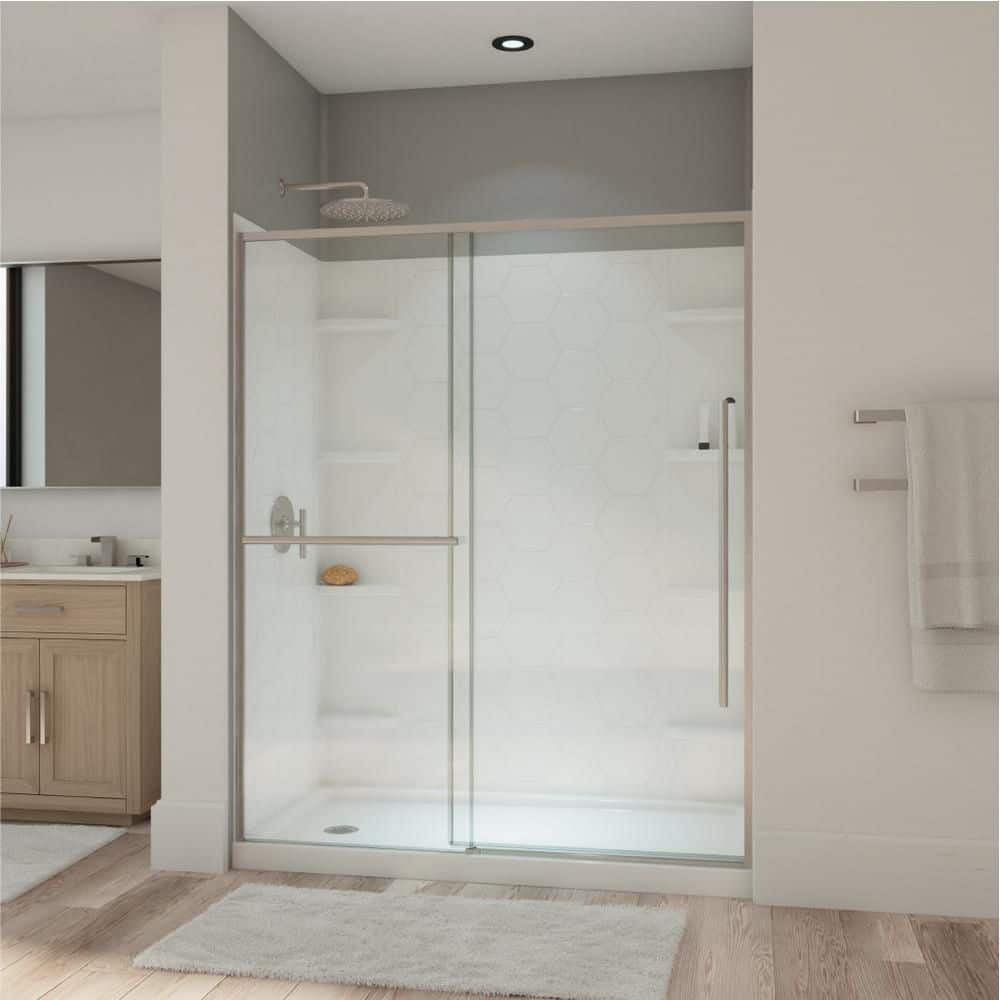 DreamLine Dawn 56-60 in. W x 72 in. H Semi-Frameless Sliding