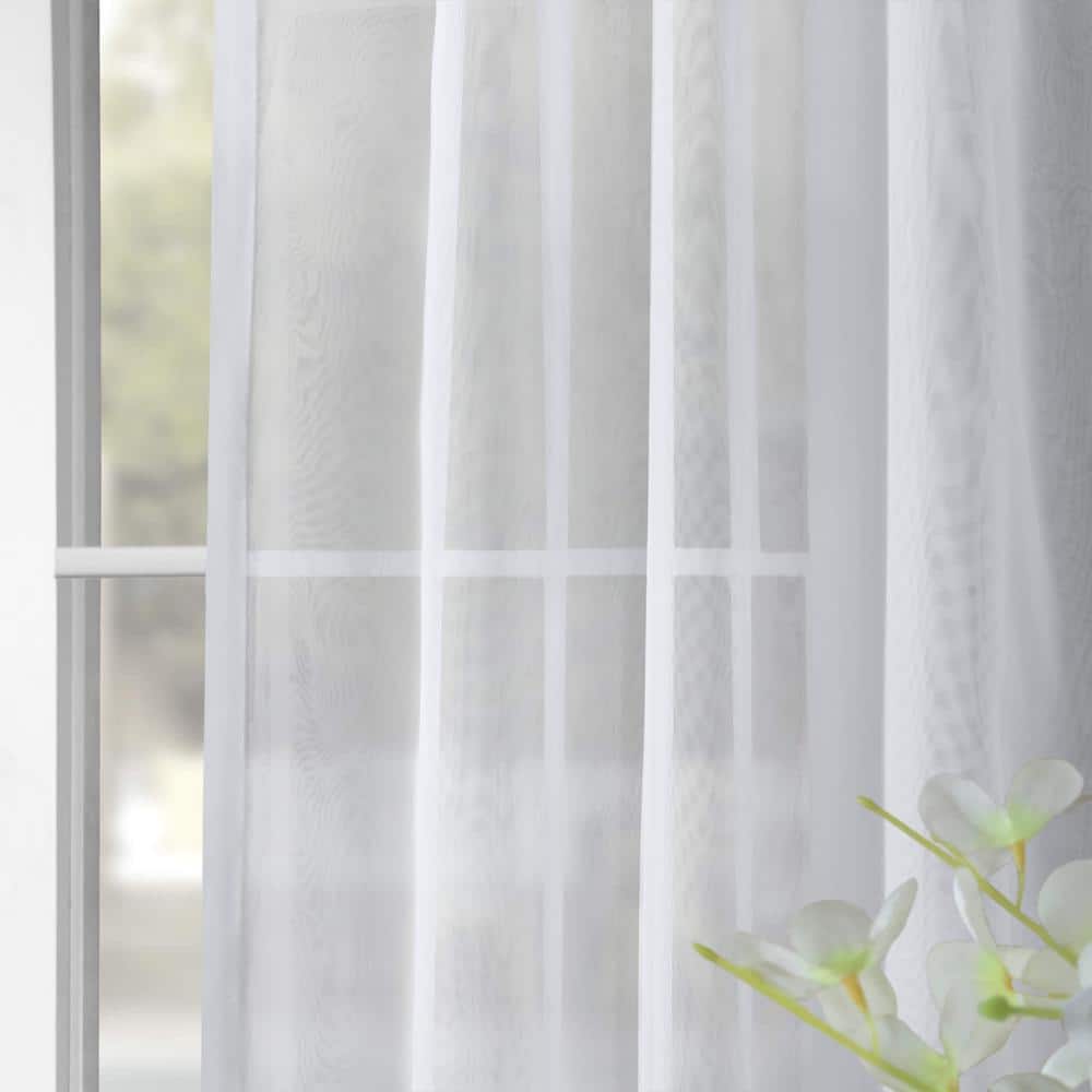 Extended White Sheer Polyester Rod Pocket Drapes