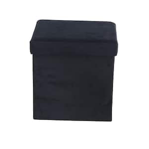 15 in. Black Polyester Modern Storage Stool