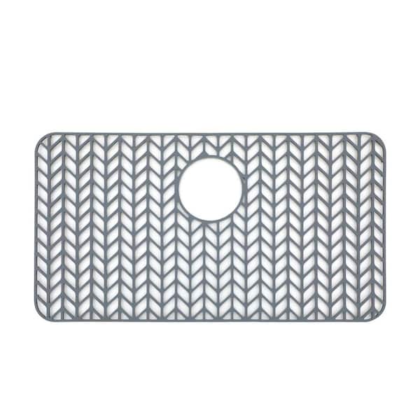 26 in. L x 14 in. W Silicone Kitchen Sink Protective Bottom Grid For Ceramic or Stainless Steel Sink in Gray