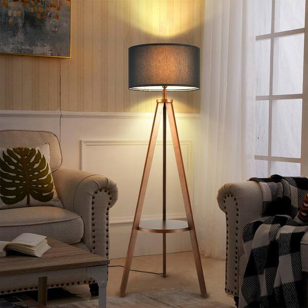 Troisa 61 In Wood Tripod Floor Lamp, Threshold Wood Tripod Floor Lamp