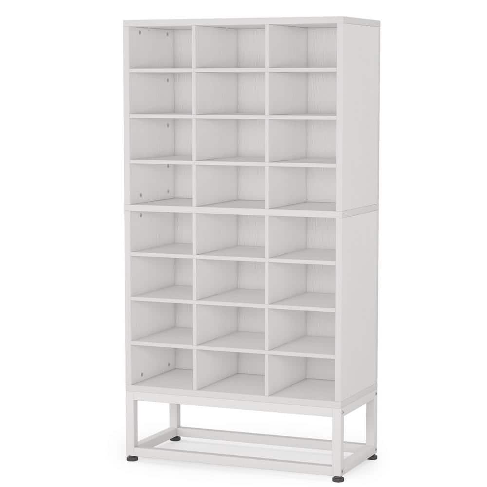 Tribesigns Sabina 55 in. H x 25 in. W White Wood Shoe Storage Cabinet,  24-Pair Shoe Cube Organizer TJHD-XK00039 - The Home Depot