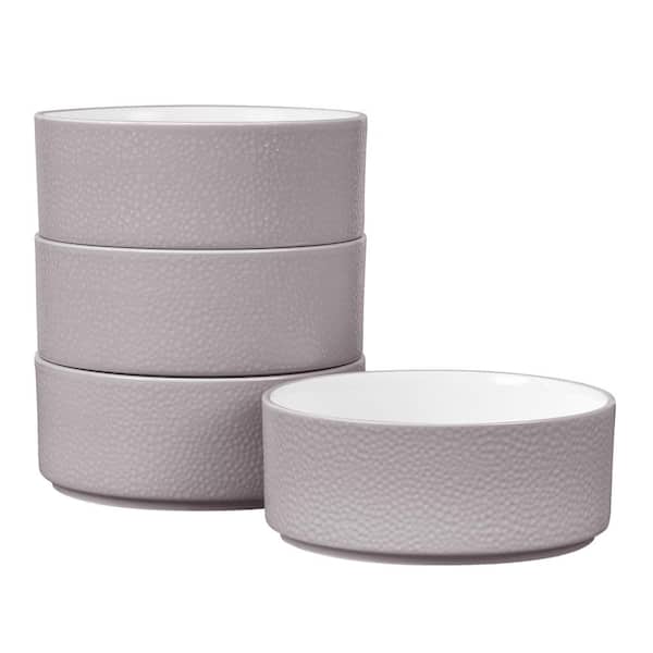 Colortex Stone Taupe 6 in., 20 fl. oz. Porcelain Cereal Bowls, (Set of 4)