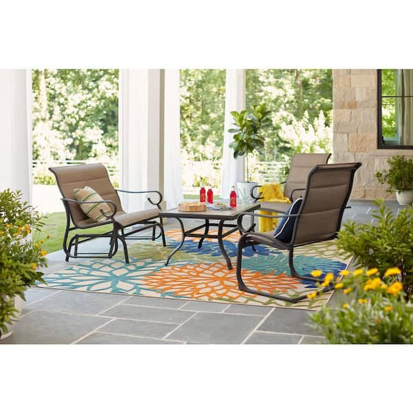 hampton bay crestridge steel padded sling outdoor patio glider