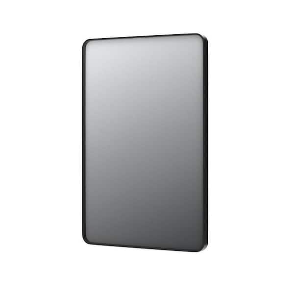 24 in. W x 30 in. H Rectangular Aluminum Framed Explosion-Proof Wall Bathroom Vanity Mirror in Black