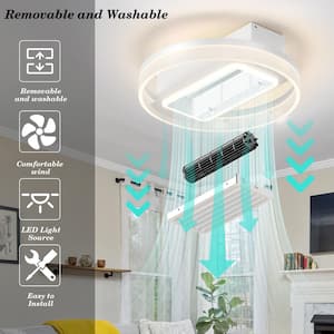 Bladeless 19.7 in. Dimmable LED Indoor White Smart Ceiling Fan with Remote