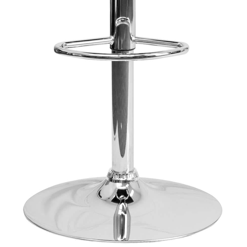 Modern White Vinyl Adjustable Bar Stool with Chrome Base