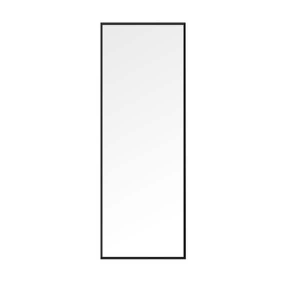 24 in. W x 65 in. H Modern Rectangle WallMounted Alloy Framed Full Length Mirror in Black