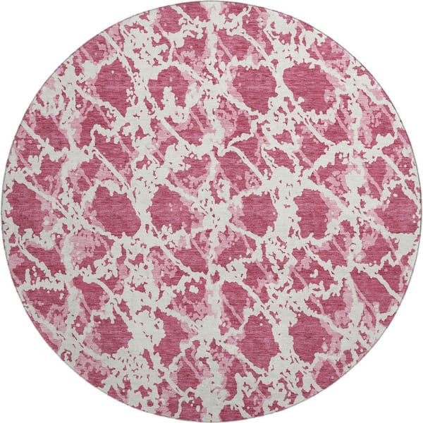 Addison Rugs Mayfield Premium Machine Washable Abstract AMF969 Blush 8 ft. x 8 ft. Round Rug