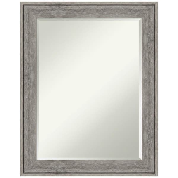 Amanti Art Regis Barnwood 22.38 in. x 28.38 in. Rustic Rectangle Framed Grey Bathroom Vanity Wall Mirror