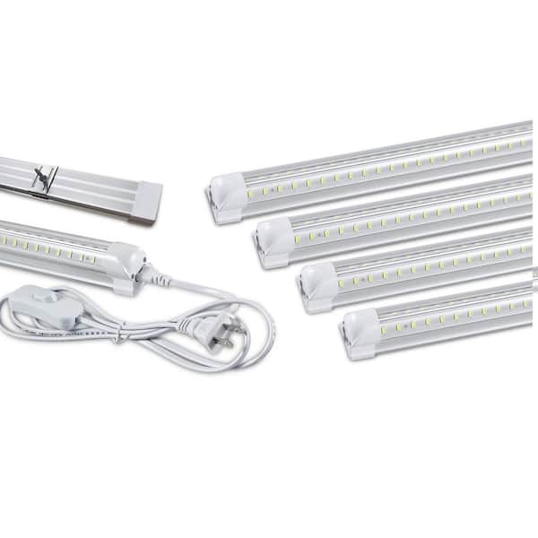 8 ft 100-Watt LED T8 Tube Light Fixture White Finish Linkable Shop Light for Garage Warehouse Workshop 8-Pack