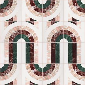 Elizabeth Sutton Bow Vertical Passion 12 in. x 12 in. Polished Marble Floor and Wall Mosaic Tile (1 sq. ft. / Each)
