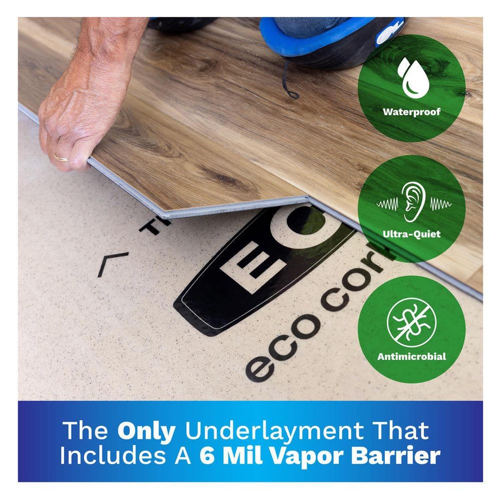 Eco Cork Foam 75 sq. ft. 3 ft. x 25 ft. x 3.2 mm Waterproof Premium Plus 10-in-1 Underlayment - Vinyl Plank, Laminate, Engineered Wood