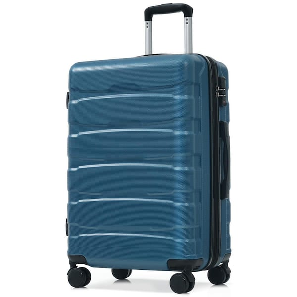 29.9 in. Blue ABS Hardside Luggage Double Spinner Expandable Suitcase with 3-Digit TSA Lock, 3-Step Telescoping Handle