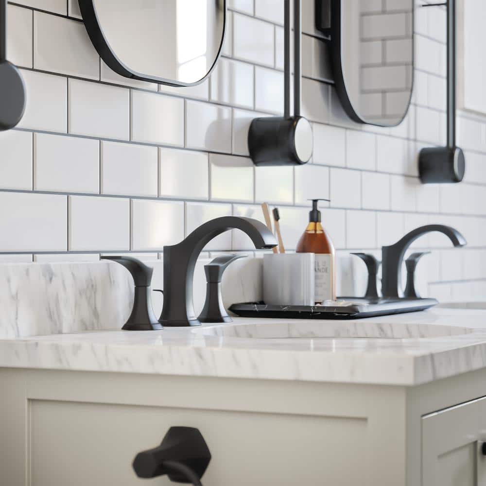 Locarno Matte Black Art Deco Inspired Widespread Bathroom Faucet